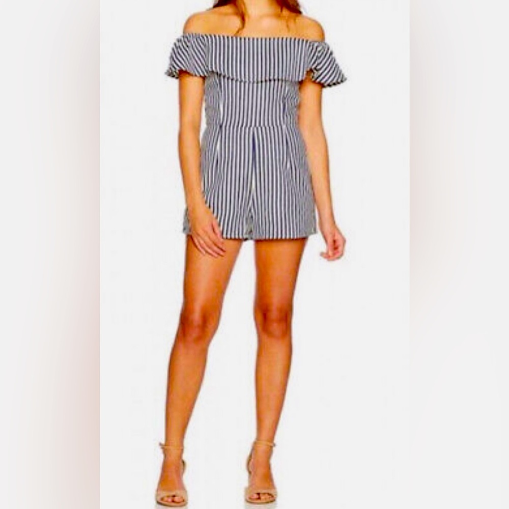 SUPER SEXY LK NEW SUGAR LIPS STRIPE OFF SHOULDER ROMPER! XS